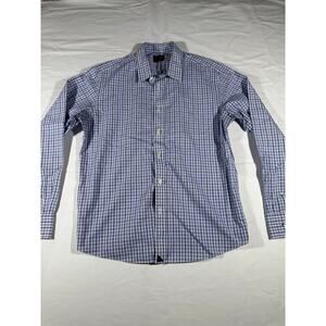 UNTUCKit Men’s Shirt Large Blue Check Wrinkle-Free Long Sleeve Button 100 Cotton